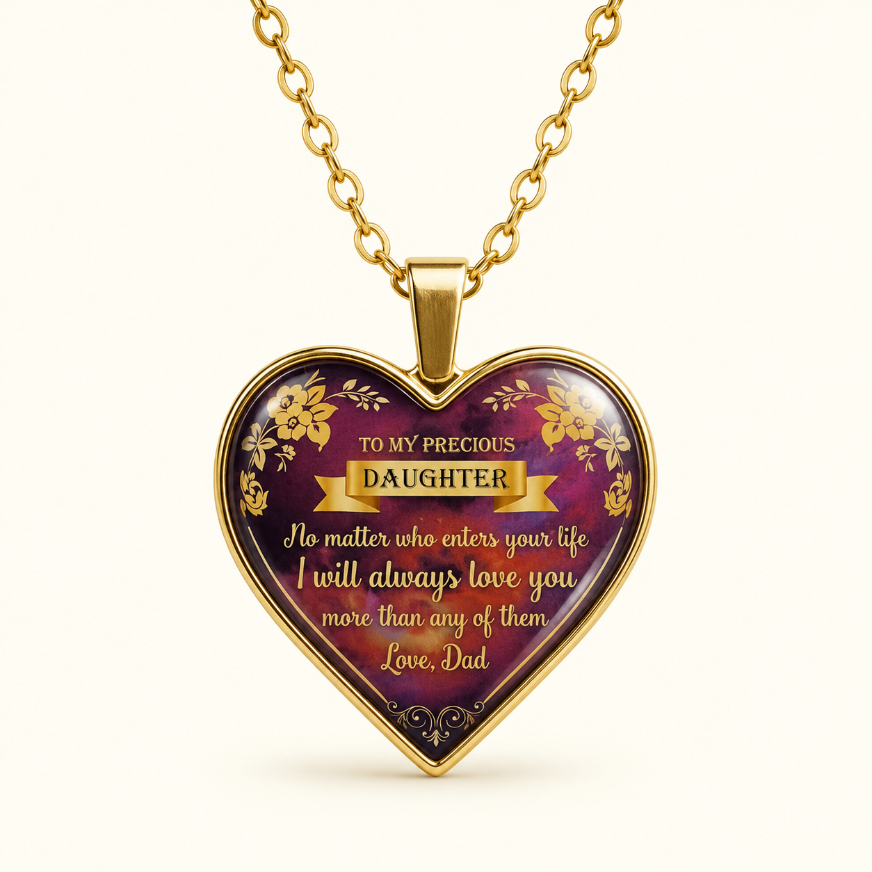 To My Precious Daughter Heart Necklace from Dad – Daughter Gift Necklace