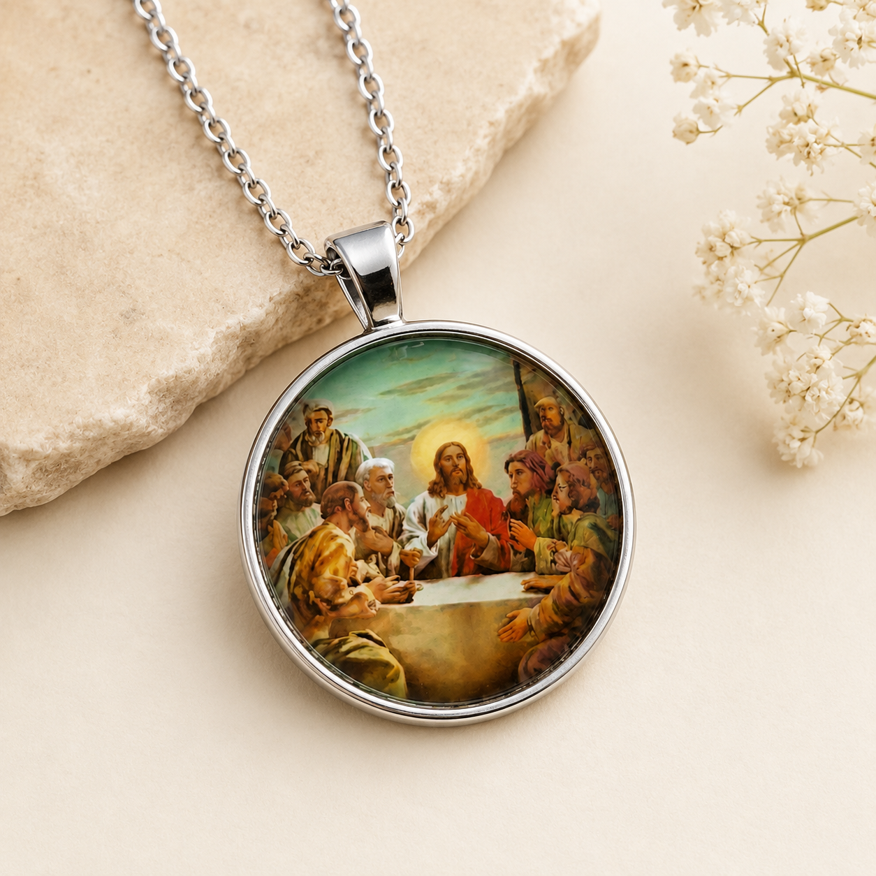 Last Supper Necklace – Christian Faith Pendant with Jesus and His Disciples