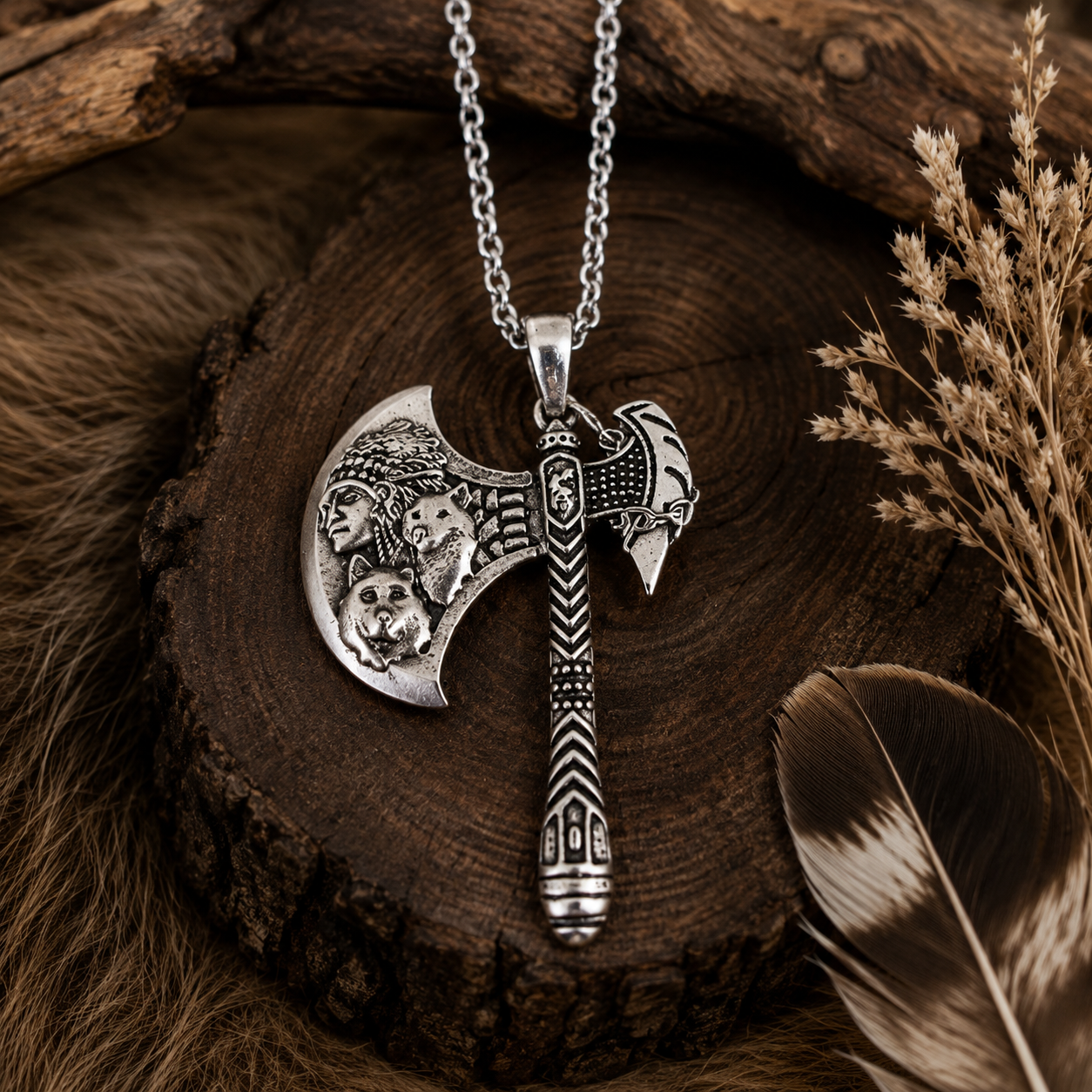 Wild Spirit Axe Necklace – Symbolic Pendant Gift