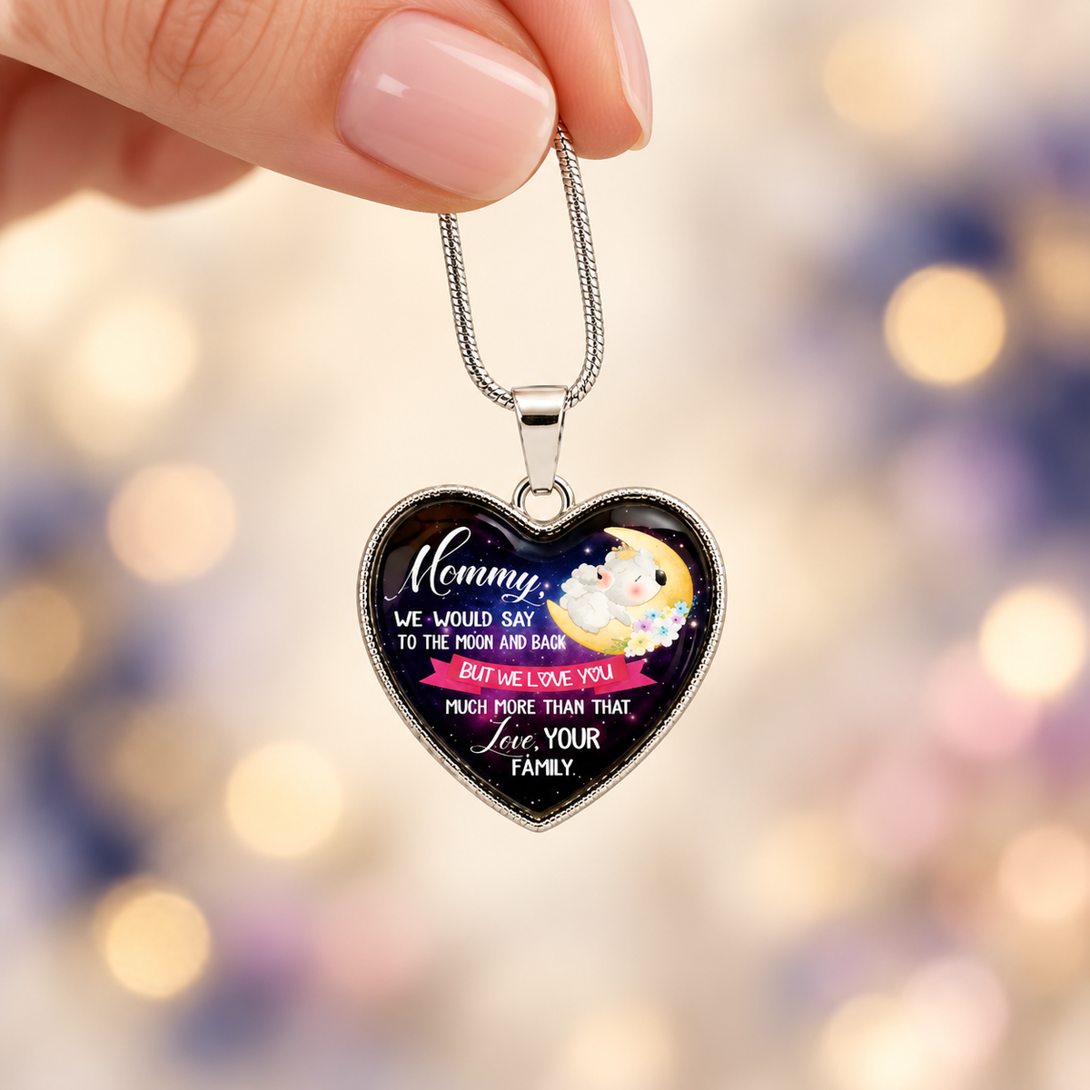 Mommy Moon and Back Necklace | Gift from the Family