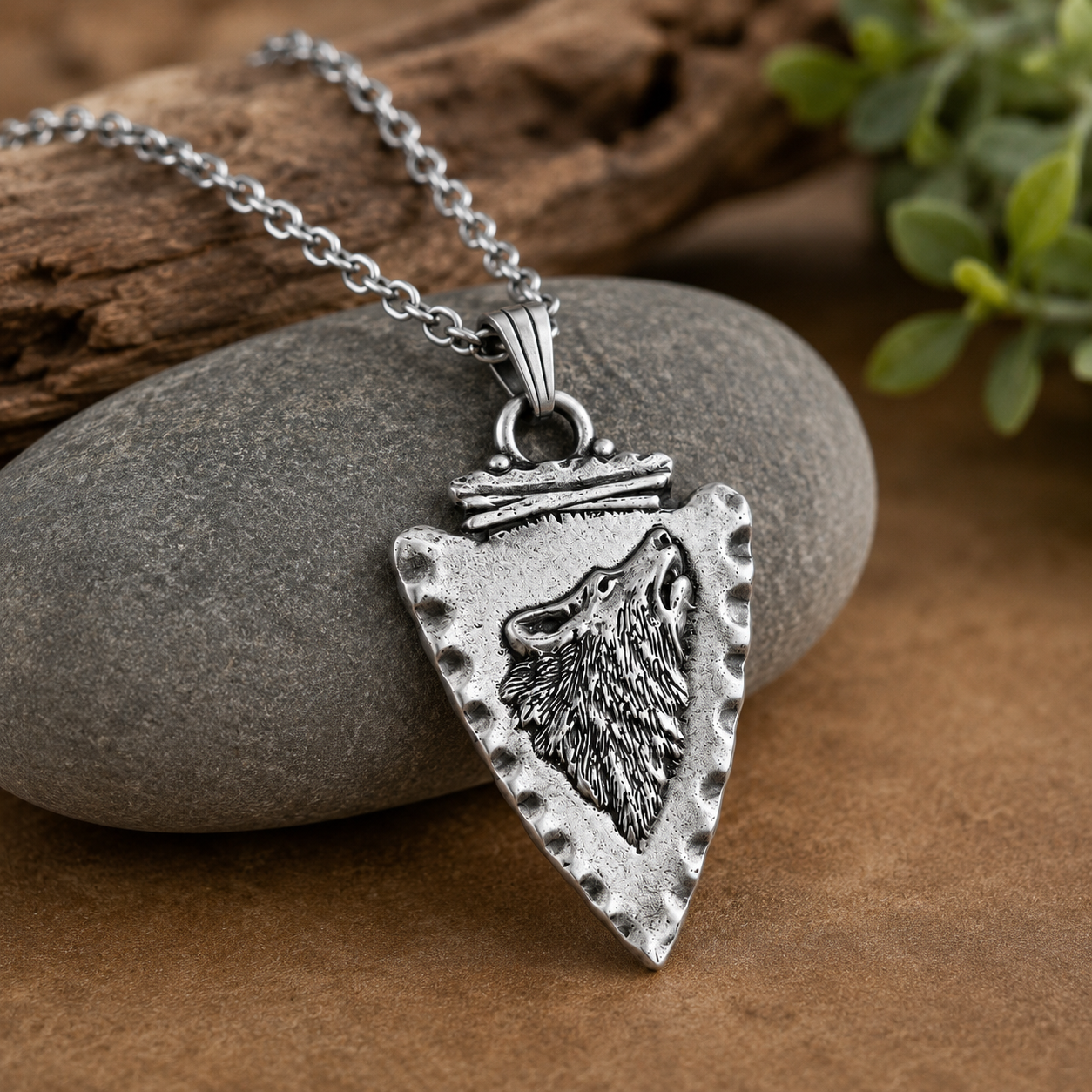 Wolf Arrowhead Necklace