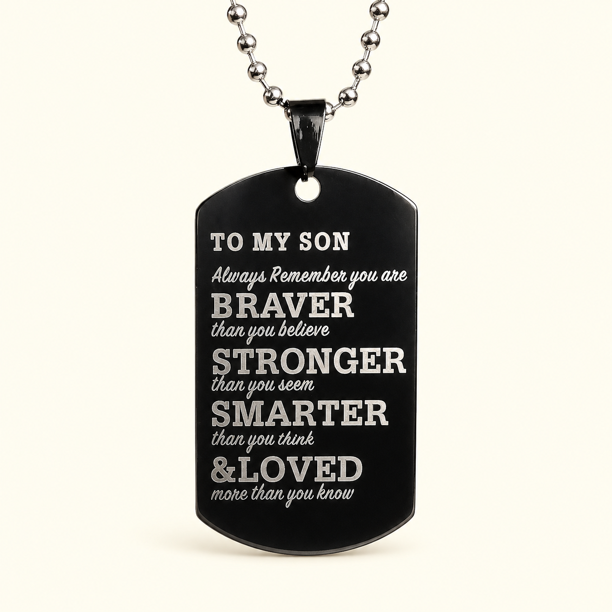 Inspirational Gift to Son – Brave Strong Smart Loved Pendant Necklace for Son