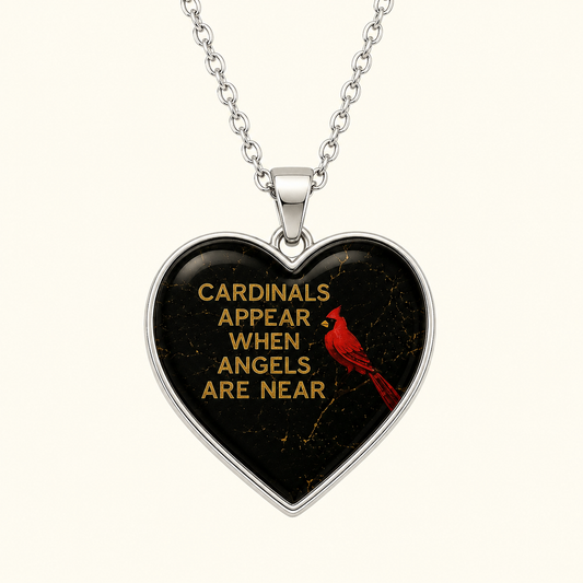 Cardinals Appear When Angels Are Near Necklace – Memorial Cardinal Heart Pendant