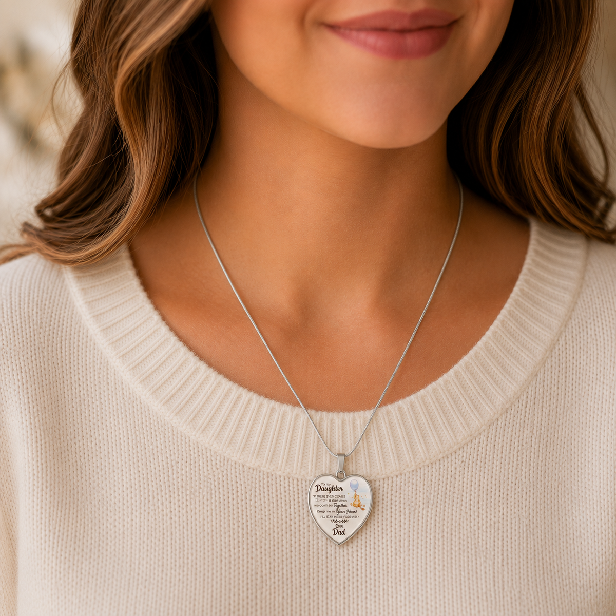 To My Daughter Heart Necklace from Dad – Keep Me In Your Heart Forever Necklace