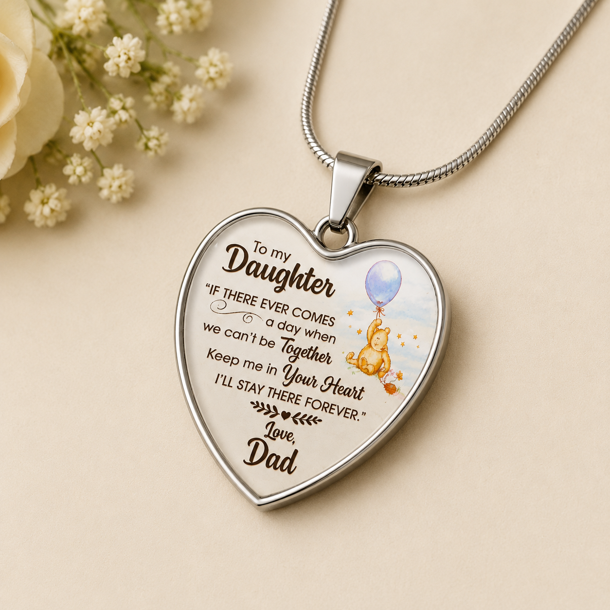 To My Daughter Heart Necklace from Dad – Keep Me In Your Heart Forever Necklace