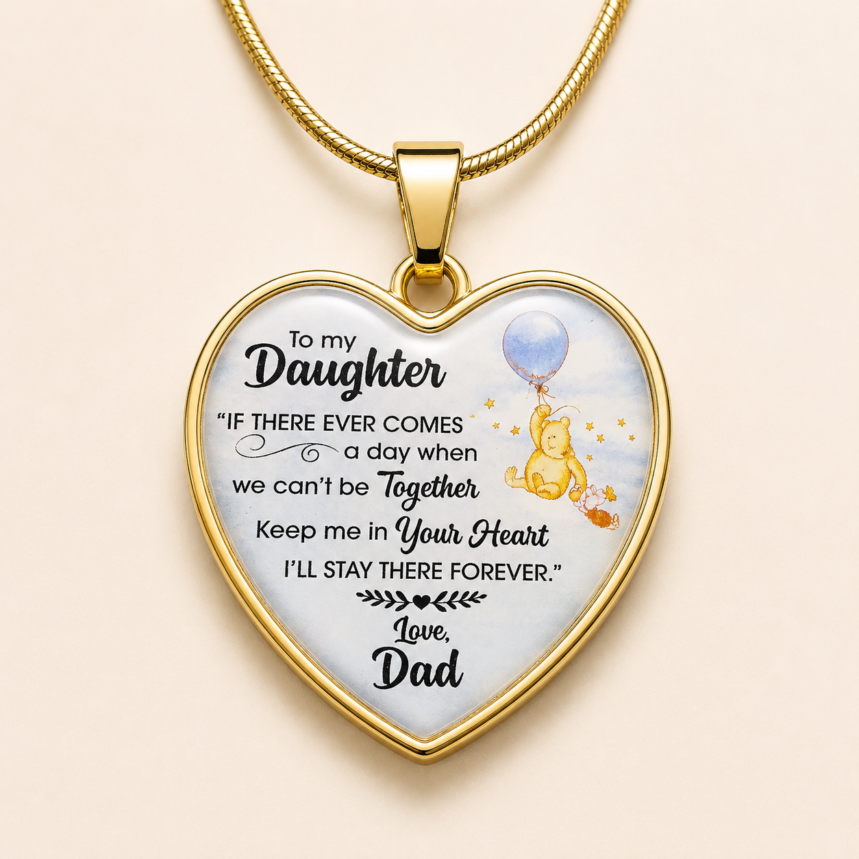 To My Daughter Heart Necklace from Dad – Keep Me In Your Heart Forever Necklace