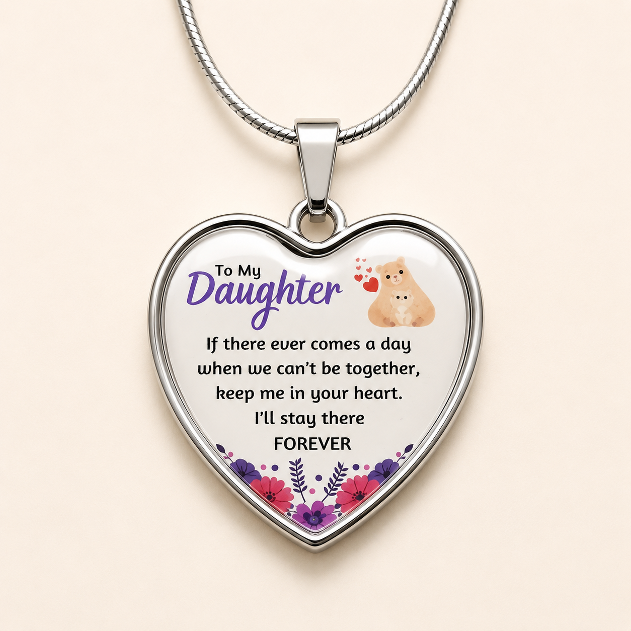 To My Daughter Heart Necklace – Keep Me In Your Heart Forever Gift for Daughter