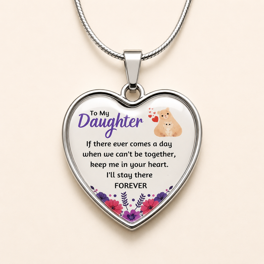 To My Daughter Heart Necklace – Keep Me In Your Heart Forever Gift for Daughter