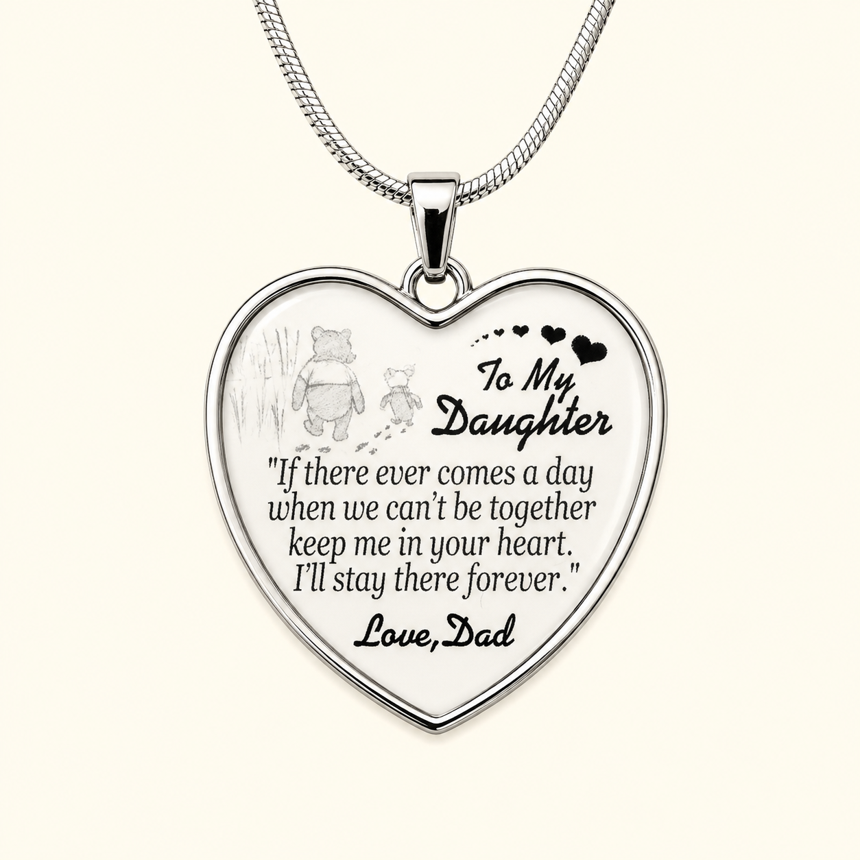 To My Daughter Necklace from Dad – Keep Me in Your Heart Forever – Heart Pendant Gift for Daughter