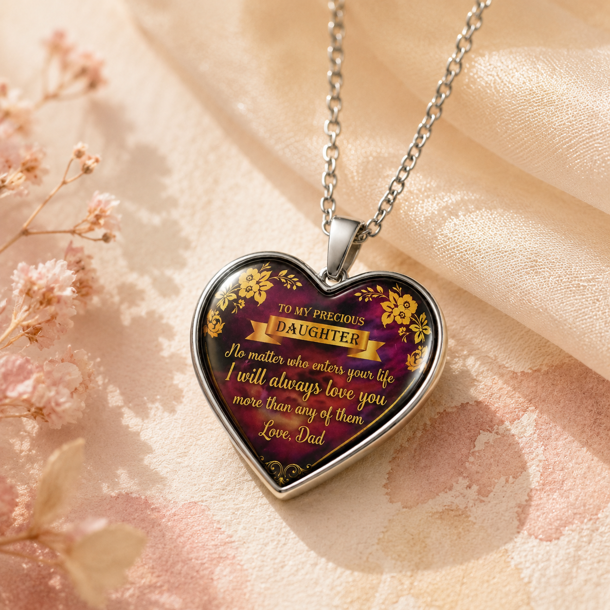 To My Precious Daughter Heart Necklace from Dad – Daughter Gift Necklace