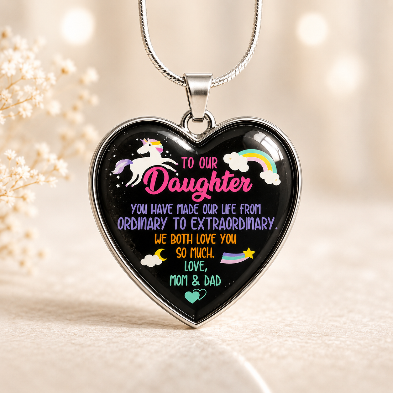 To Our Daughter Heart Necklace | You Made Our Life Extraordinary Gift from Mom & Dad