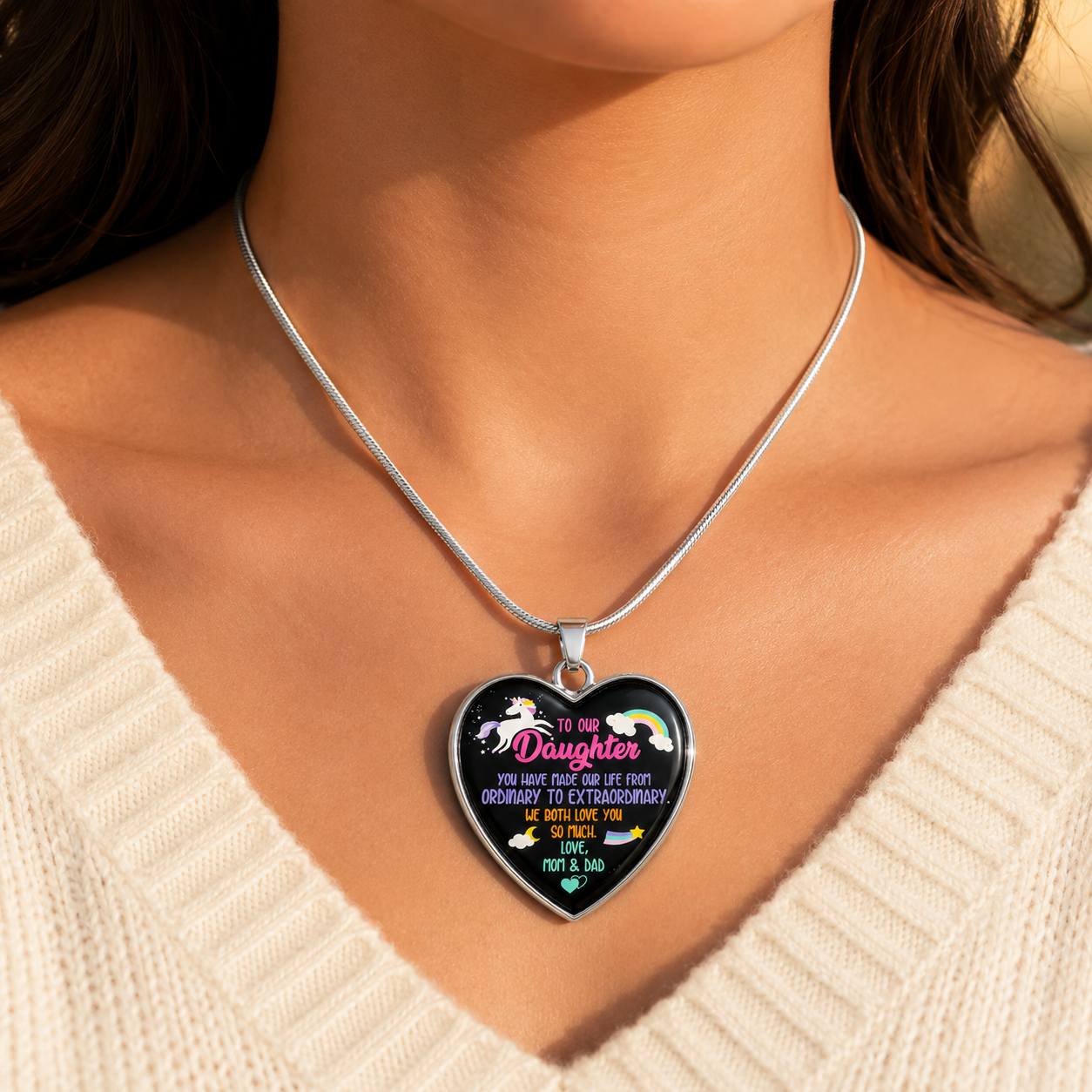 To Our Daughter Heart Necklace | You Made Our Life Extraordinary Gift from Mom & Dad