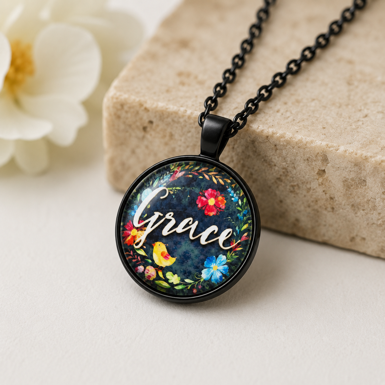 Grace Floral Necklace – Inspirational Faith Pendant