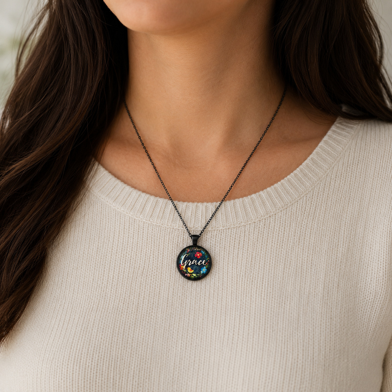 Grace Floral Necklace – Inspirational Faith Pendant
