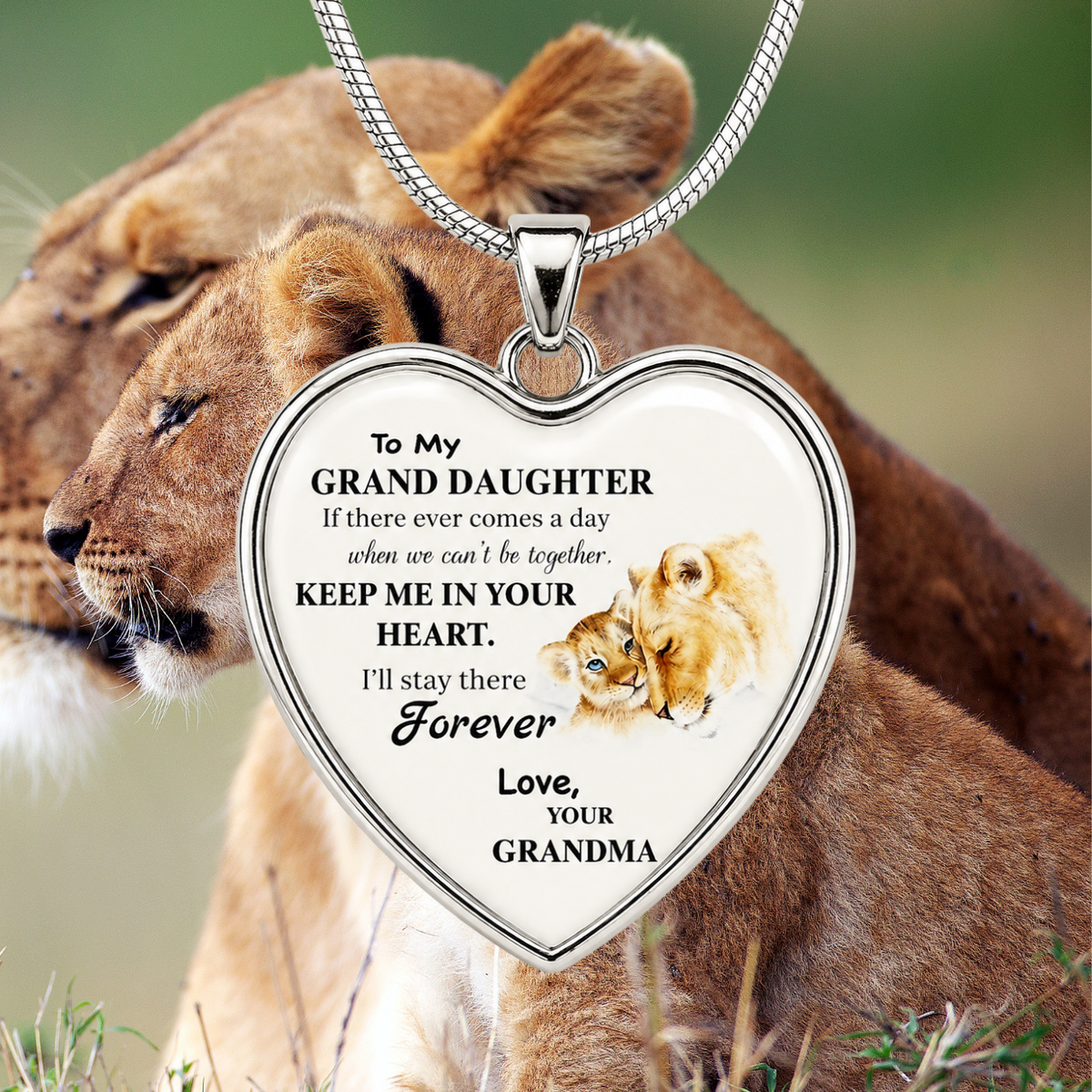 To My Granddaughter Necklace from Grandma – Keep Me In Your Heart Forever Heart Pendant Gift