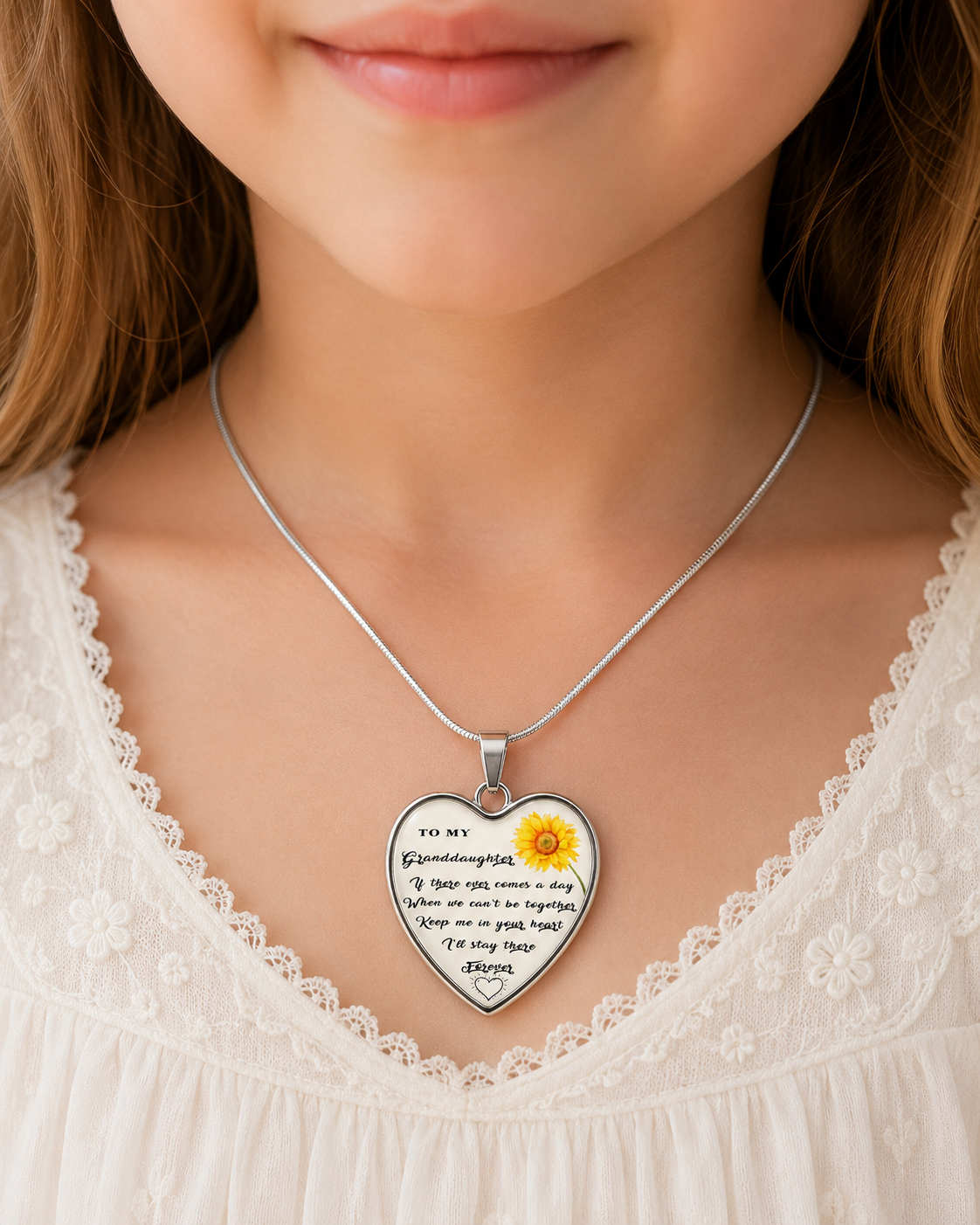To My Granddaughter Sunflower 🌻 Heart Necklace