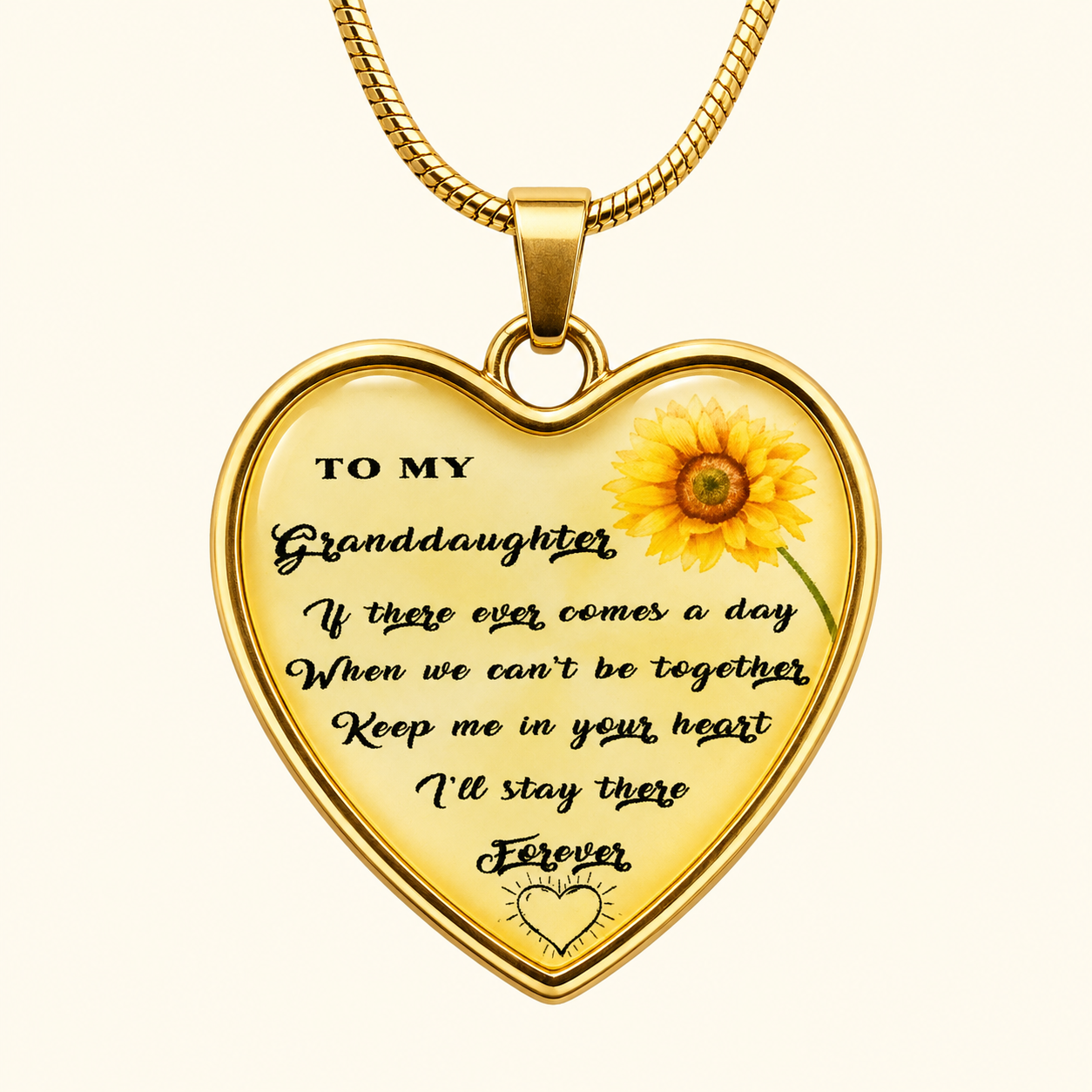 To My Granddaughter Sunflower 🌻 Heart Necklace