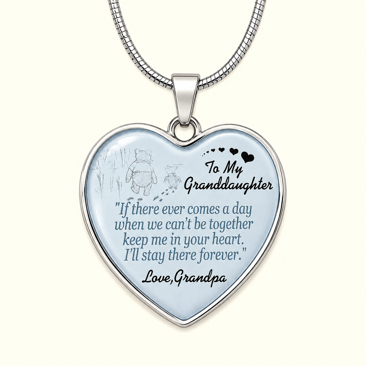 To My Granddaughter Necklace from Grandpa – Keep Me In Your Heart Forever Heart Pendant Gift