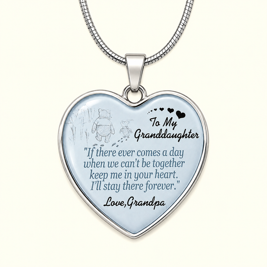 To My Granddaughter Necklace from Grandpa – Keep Me In Your Heart Forever Heart Pendant Gift