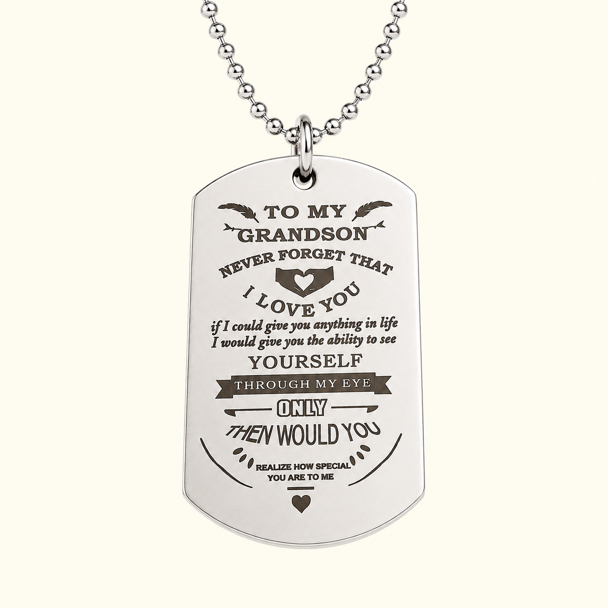 To My Grandson Never Forget That I Love You Dog Tag Necklace – Inspirational Gift from Grandpa or Grandma