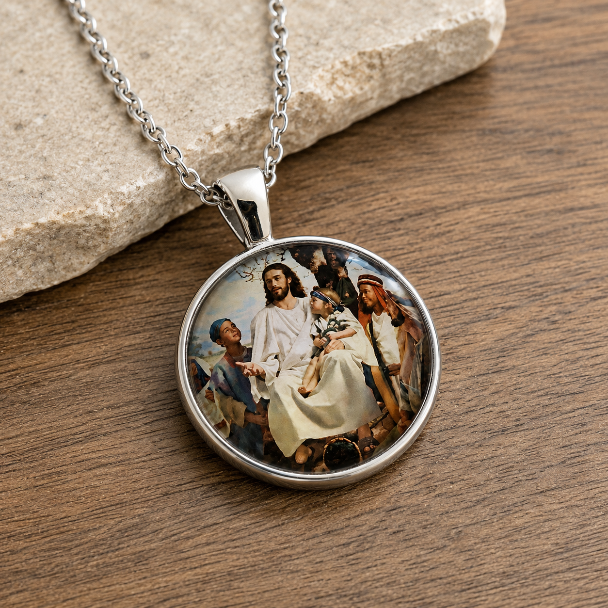 Jesus Telling Stories With The Children Faith Necklace