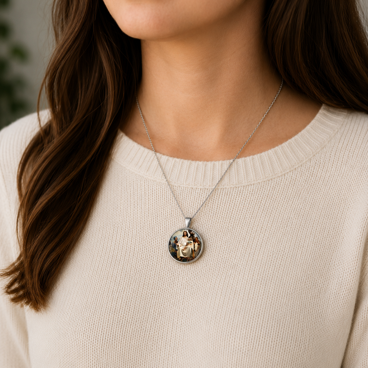 Jesus Telling Stories With The Children Faith Necklace