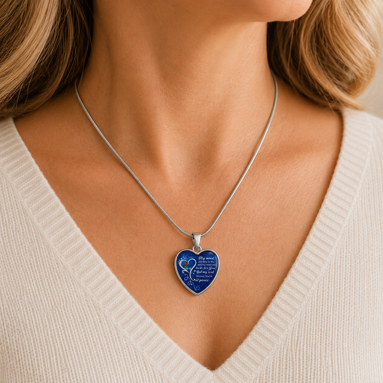 My Mind Still Talks to You Cardinal Memorial Necklace – Heart Remembrance Pendant
