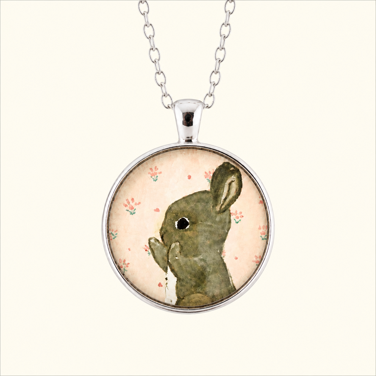Watercolor Bunny Necklace 🐇 Woodland Rabbit Keepsake Gift