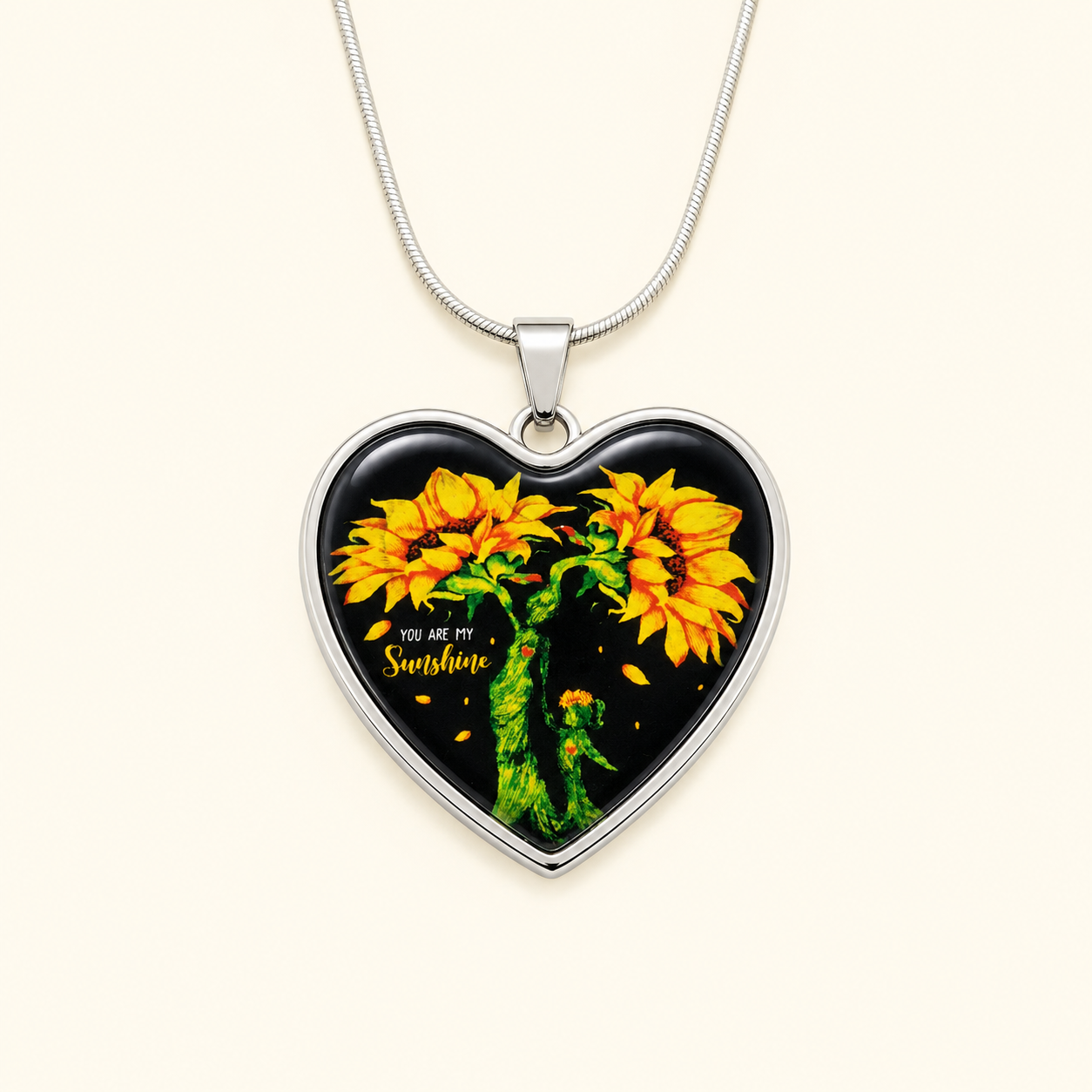 You Are My Sunshine Necklace – Sunflower Heart Pendant Gift