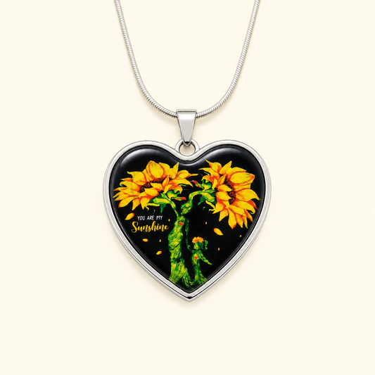 You Are My Sunshine Necklace – Sunflower Heart Pendant Gift