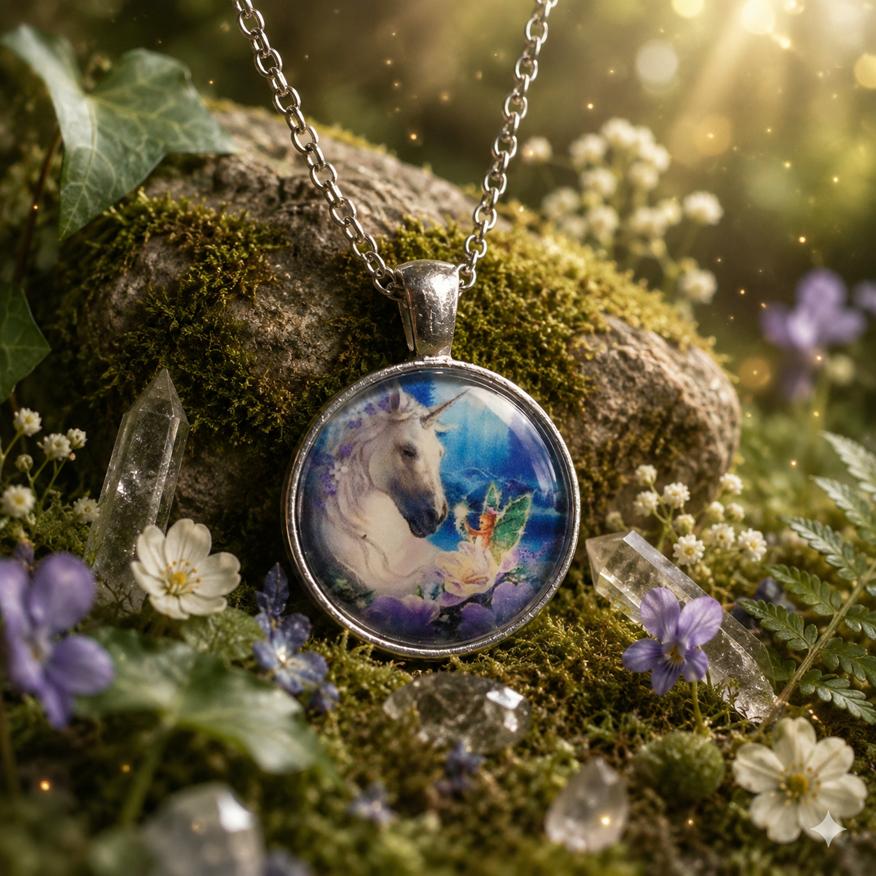 Mystical Unicorn and Fairy Necklace