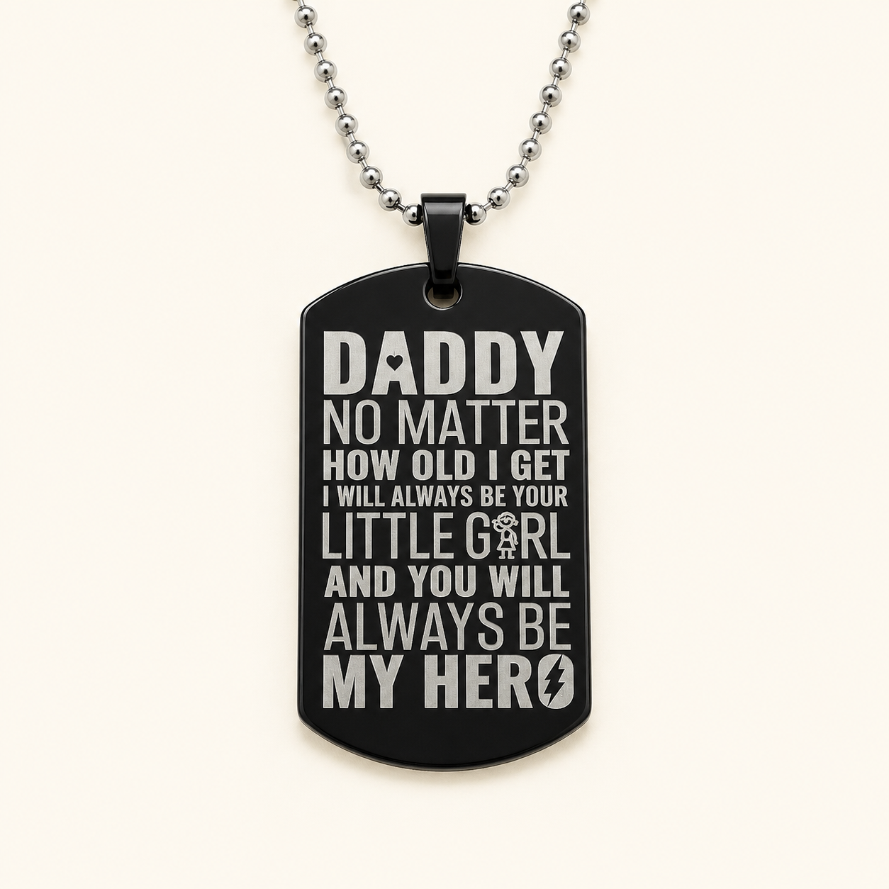 Daddy My Hero Dog Tag Necklace