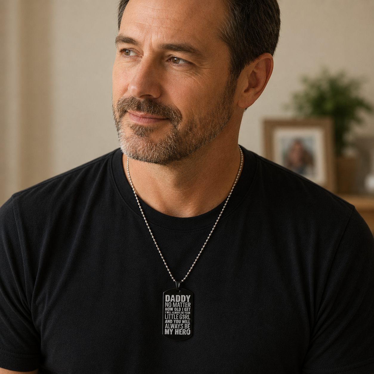Daddy My Hero Dog Tag Necklace