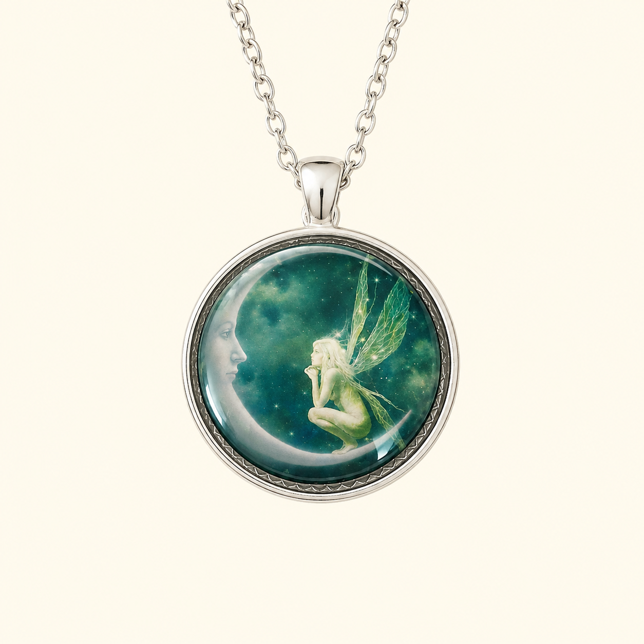 Fairy Moon Necklace - Enchanted Crescent Moon Fairy Pendant