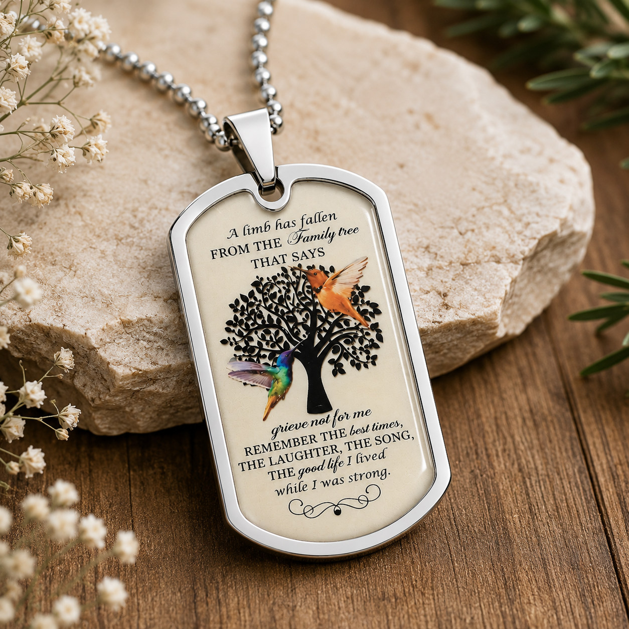 Family Tree Memorial Dog Tag Necklace