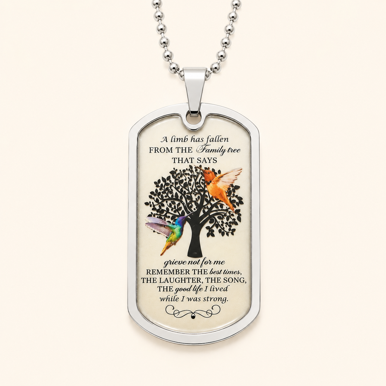 Family Tree Memorial Dog Tag Necklace