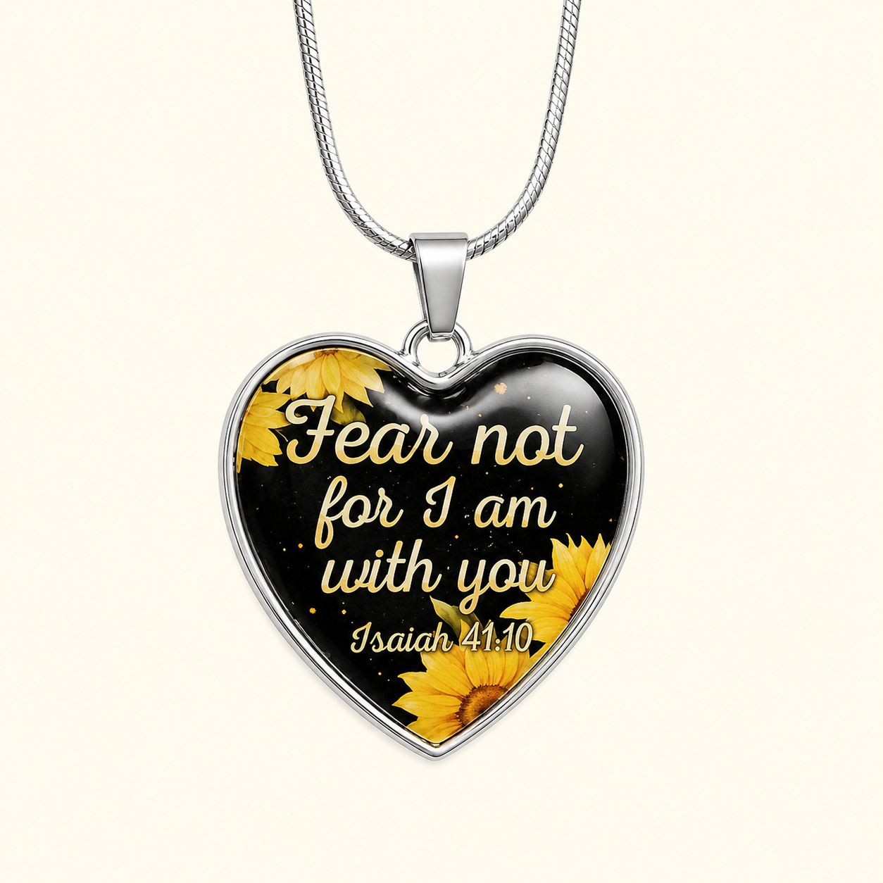 Fear Not for I Am With You Heart Necklace – Isaiah 41:10 Christian Faith Pendant