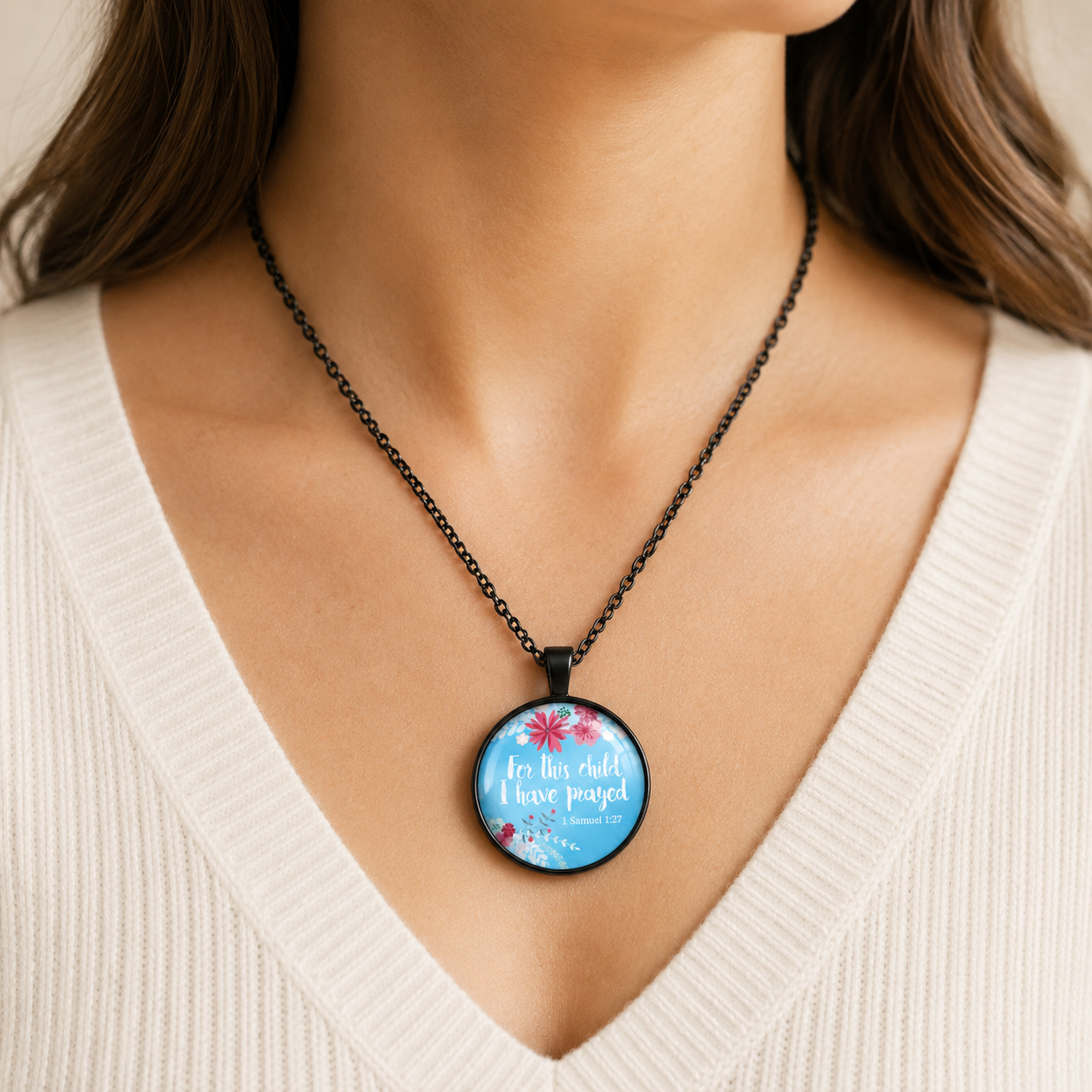 For This Child I Have Prayed Necklace – 1 Samuel 1:27 Faith Pendant
