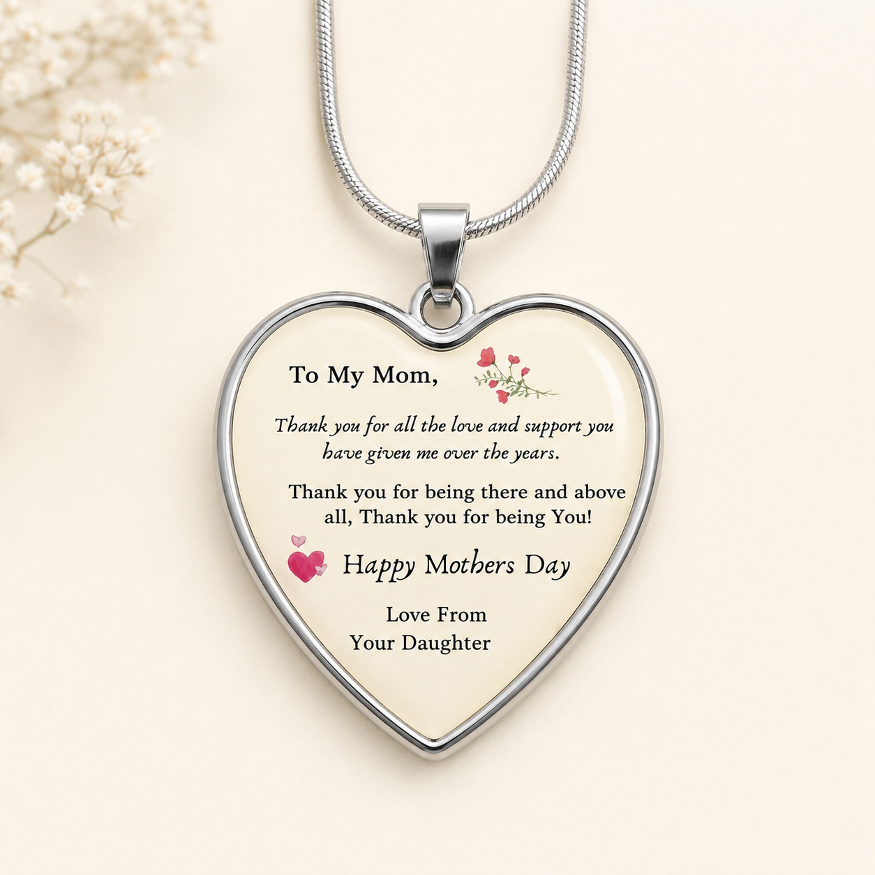 To My Mom Heart Necklace – Mother’s Day Gift from Daughter