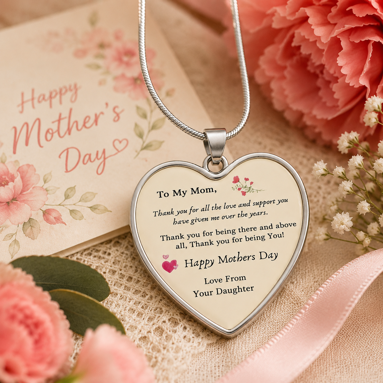To My Mom Heart Necklace – Mother’s Day Gift from Daughter