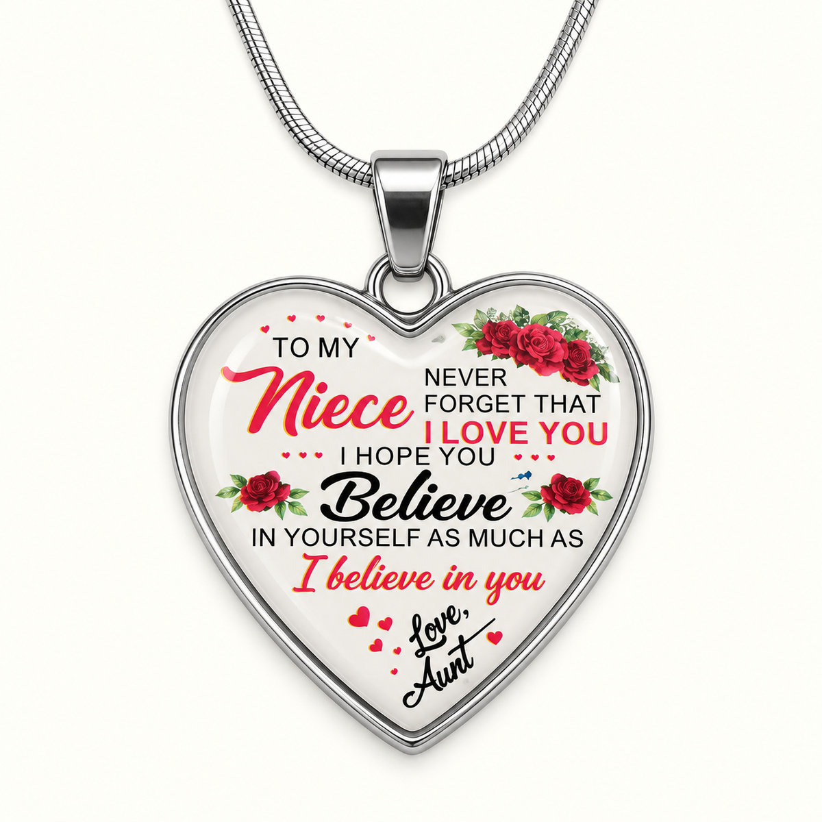 Niece Necklace from Aunt | Believe in Yourself Heart Necklace