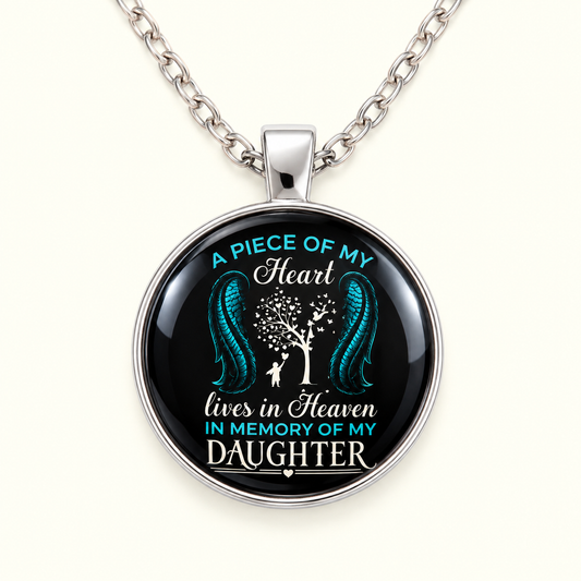 Memorial necklace honoring a daughter who lives in Heaven