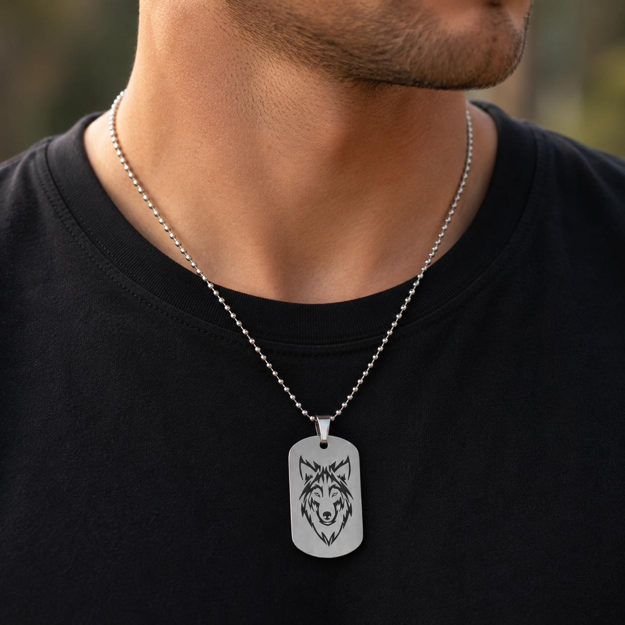 I Am Wolf Warrior Necklace – Wolf Dog Tag Pendant