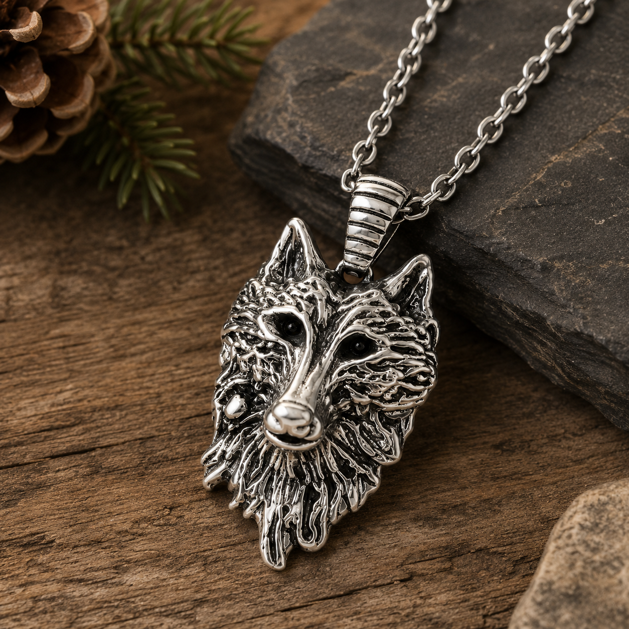 Silver Wolf Head Necklace – Wild Spirit Pendant Gift