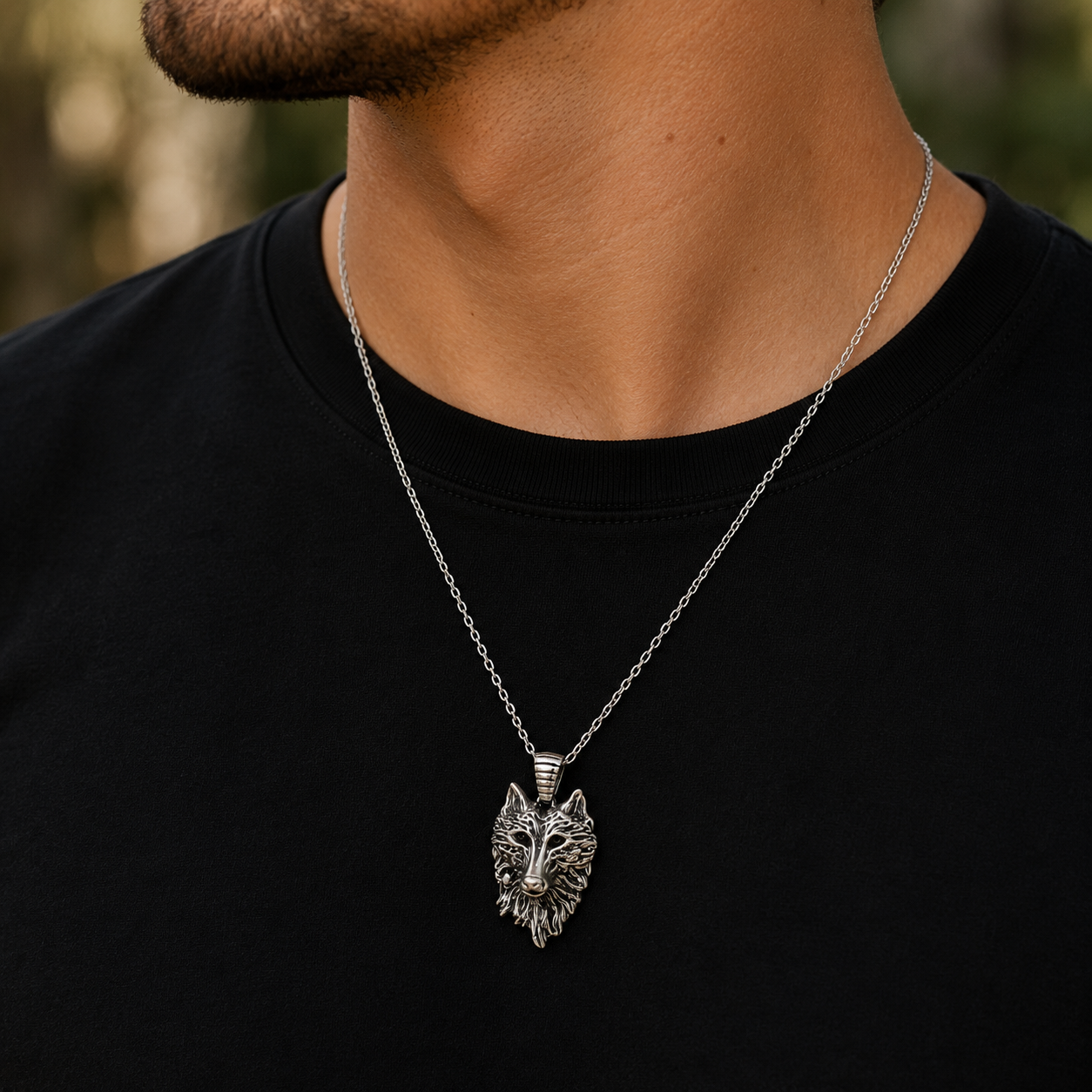 Silver Wolf Head Necklace – Wild Spirit Pendant Gift