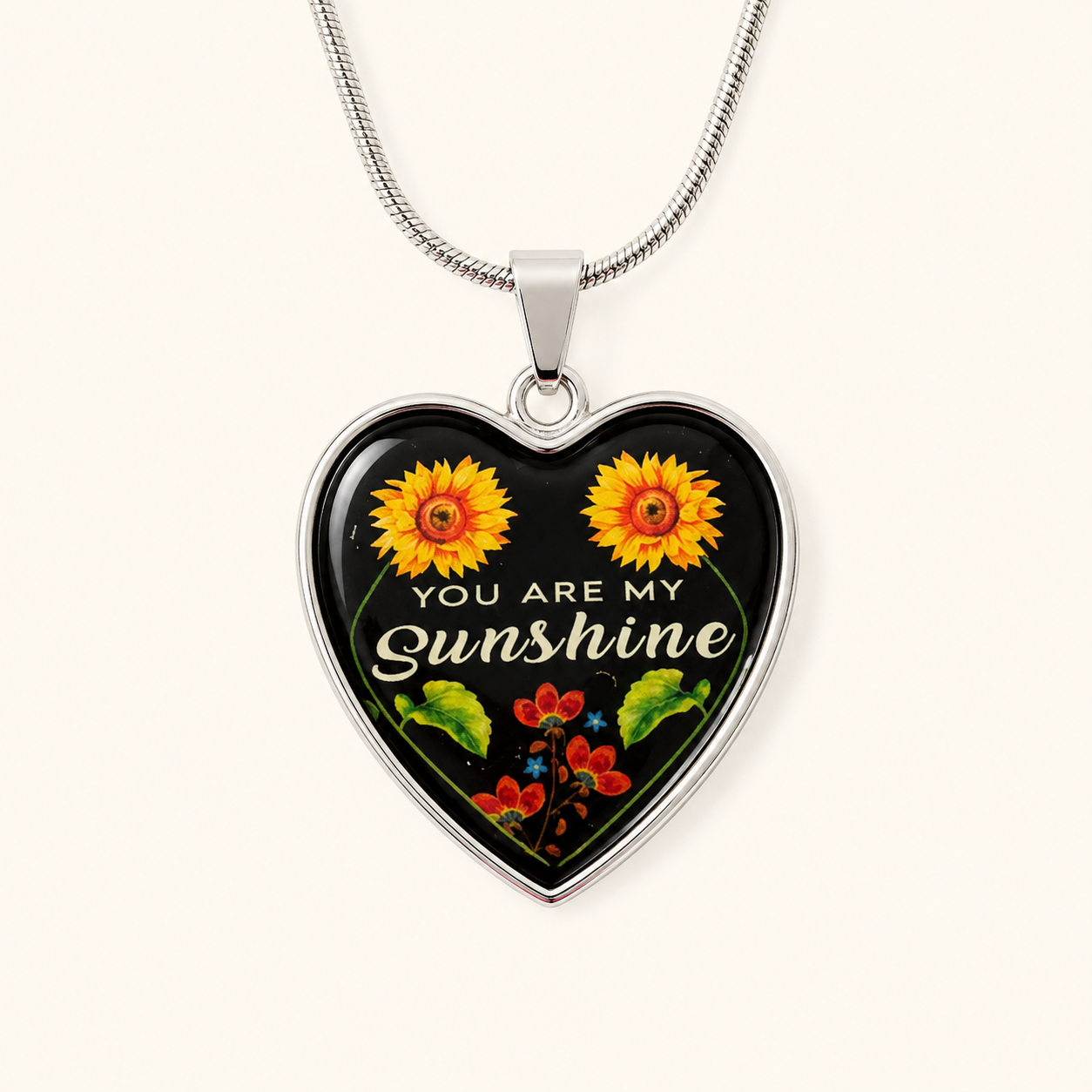 You Are My Sunshine Heart Necklace – Sunflower Gift