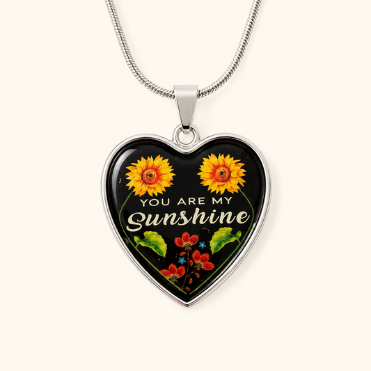 You Are My Sunshine Heart Necklace – Sunflower Gift